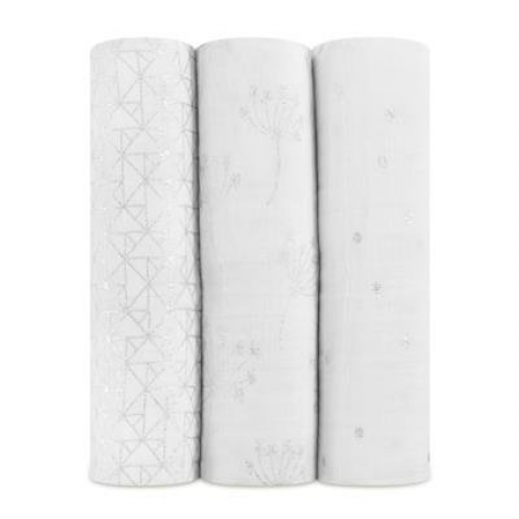 aden+anais velike tetra plenice (3) iz muslina - metalic silver deco